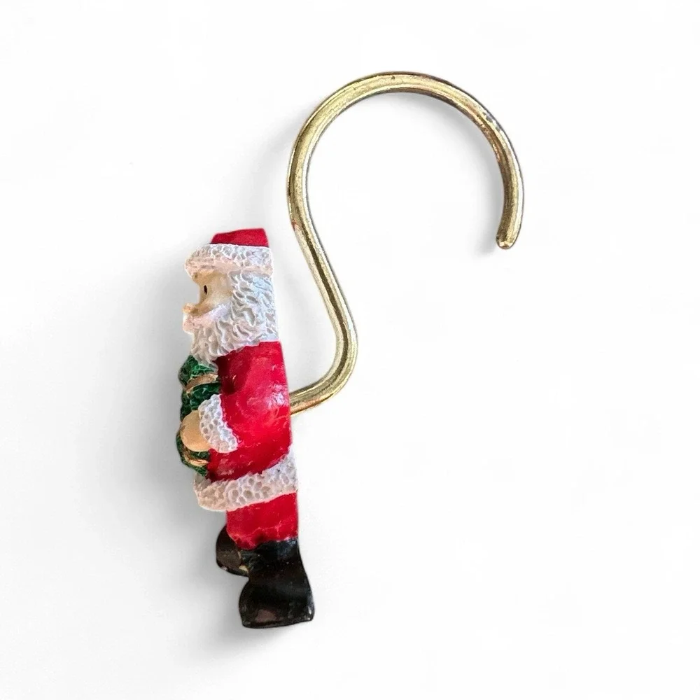 Santa Clause Holiday Christmas Shower Hooks‎ Set Of 11 Hand Crafted